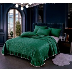 Cuvertura de Catifea cu Volanase, 3 Piese, 230x250cm