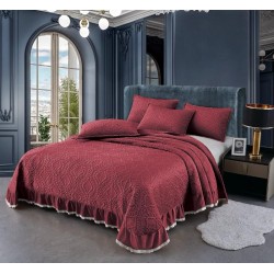 Cuvertura de Catifea cu Volanase, 3 Piese, 230x250cm