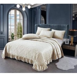 Cuvertura de Catifea cu Volanase, 3 Piese, 230x250cm